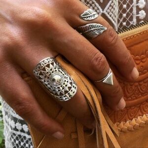 Free people Sundance Solar sun mandala saddle ring sz 10